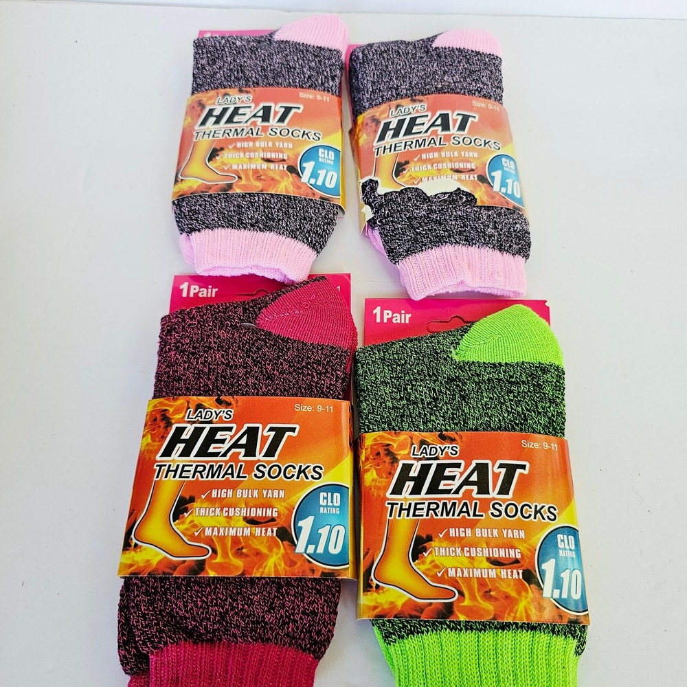 New Lady's Heat Thermal Socks 4 Pairs Thick Cushioning 1.10 CLO Rating Winter
